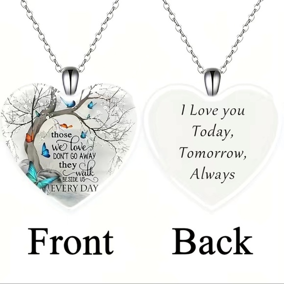 Keepsake Illustrated and Inscribed Heart Silver Necklace - "I love you today..." - Picture 2 of 6